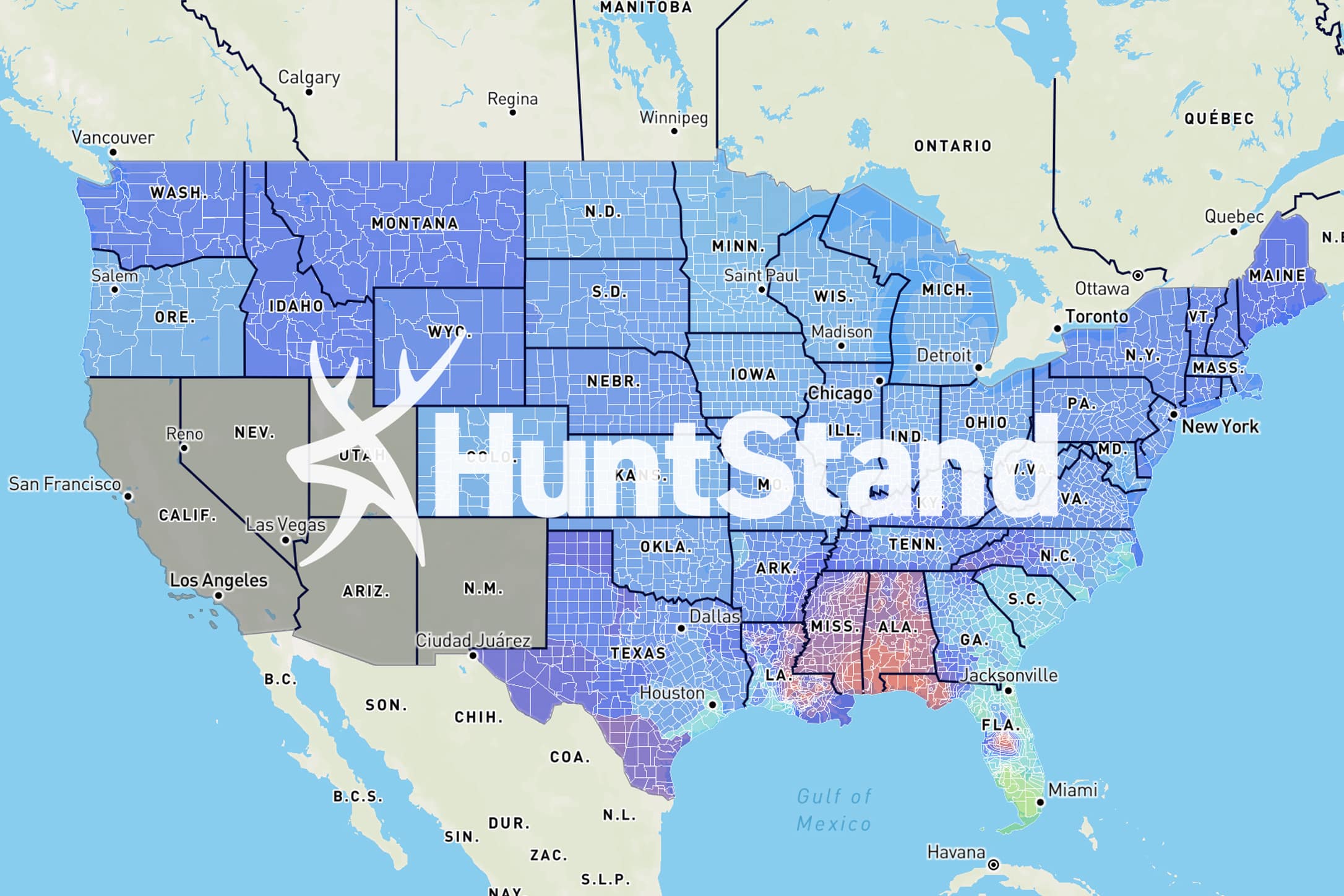 New Whitetail Rut Map A HuntStand Exclusive
